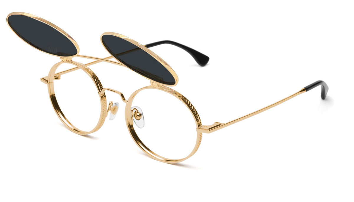 9FIVE 50-50 Flip-Up 24K Gold Sunglasses