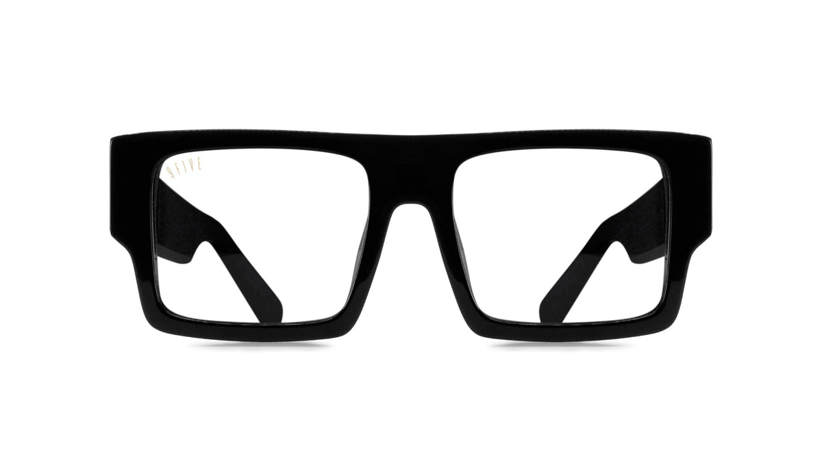 9FIVE Diego Black & 24K Gold Clear Lens Glasses