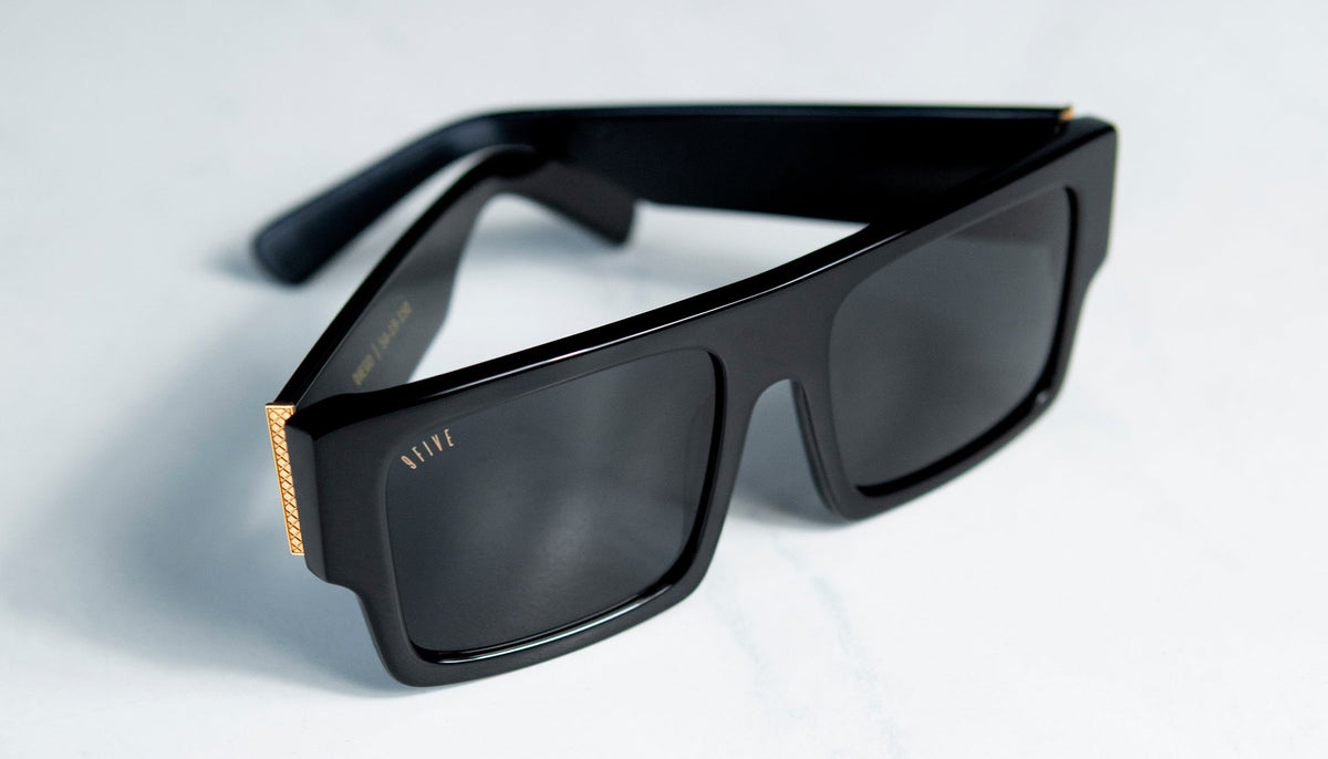 9FIVE Diego Black & 24K Gold Sunglasses
