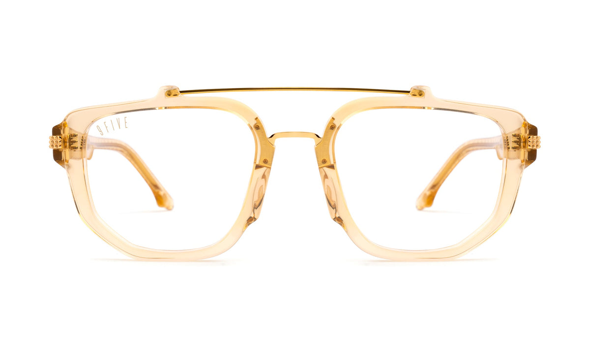 9FIVE Lawrence Gold Snake Clear Lens Glasses