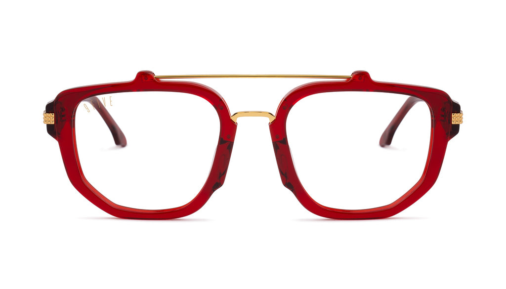 9FIVE Lawrence Ruby & 24K Gold Clear Lens Glasses