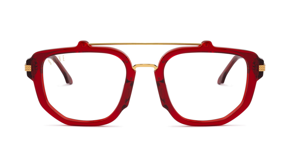 9FIVE Lawrence Ruby & 24K Gold Clear Lens Glasses