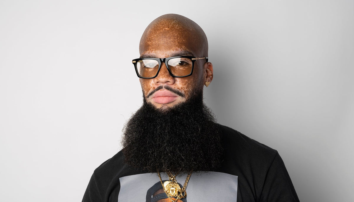 9FIVE Three Black & 24K Gold Clear Lens Glasses