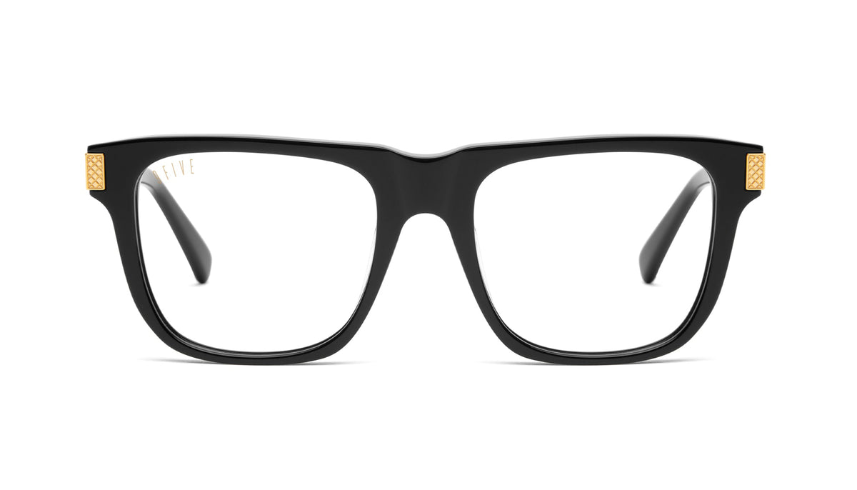 9FIVE Ocean Black & 24K Gold Clear Lens Glasses