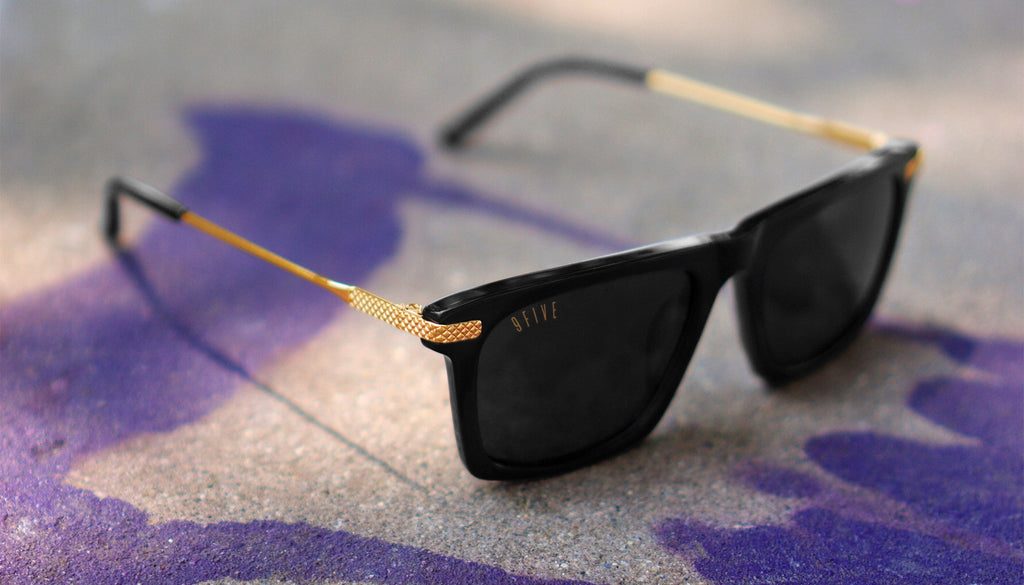 9FIVE Three Black & 24k Gold Sunglasses