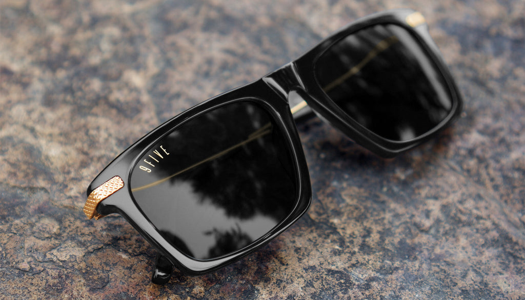 9FIVE Three Black & 24k Gold Sunglasses