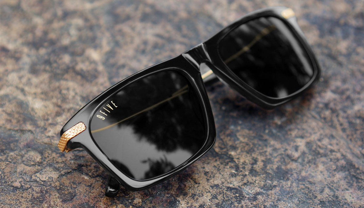 9FIVE Three Black & 24k Gold Sunglasses