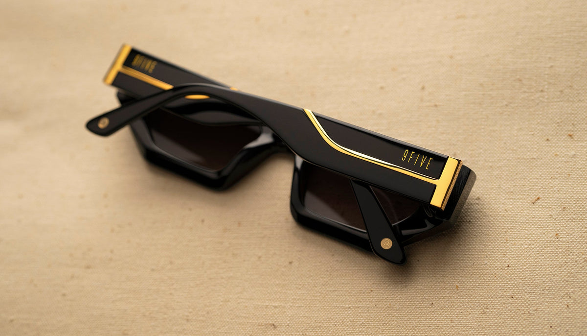 9FIVE Vincent Black & 24K Gold Sunglasses