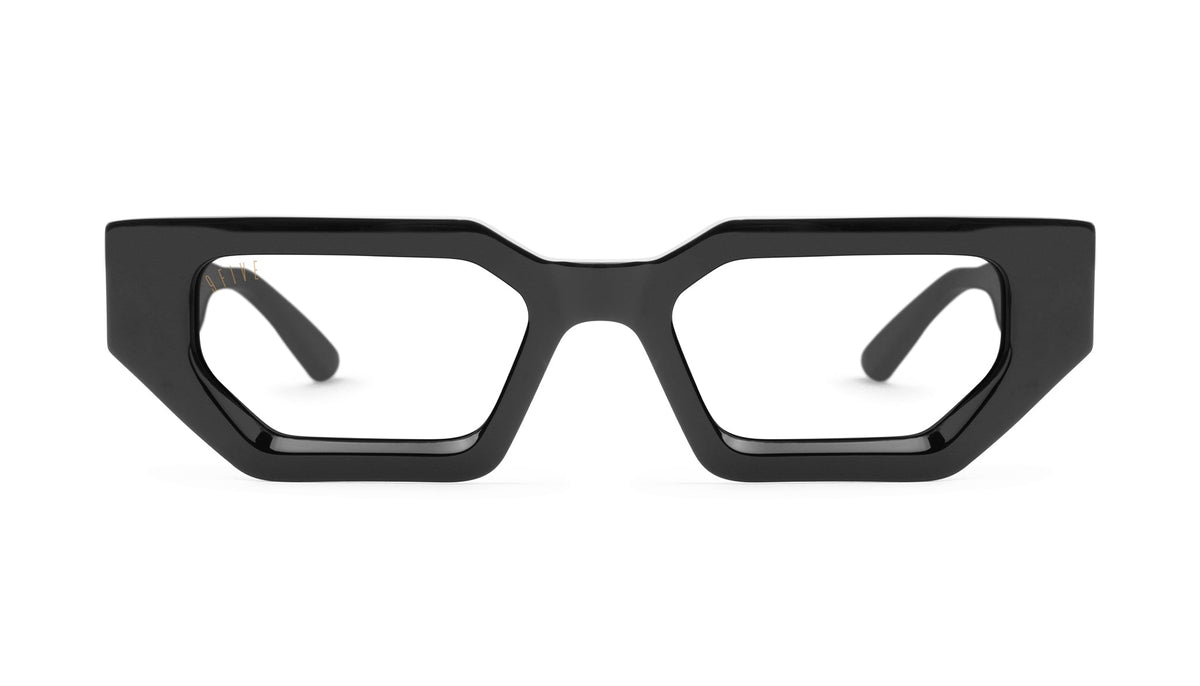 9FIVE Vincent Black & 24K Gold - Clear Lens Glasses